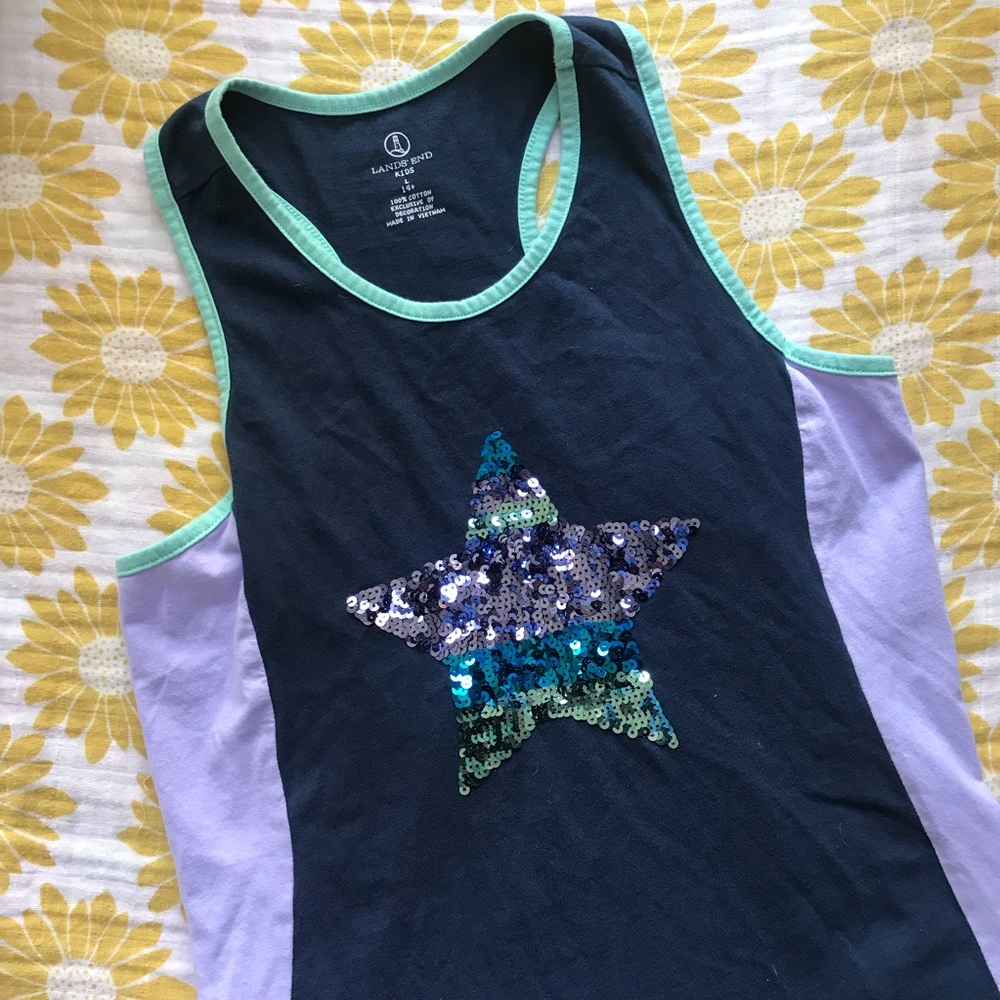 Lands End girl tank dress sequin star
